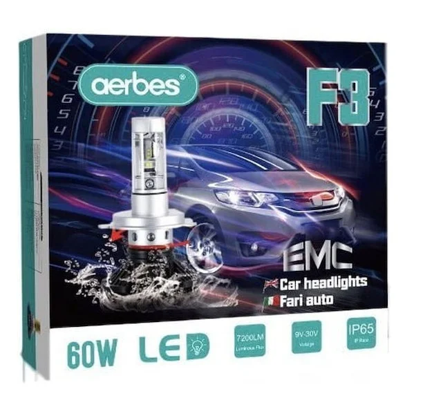Φωτογραφία προϊόντος: OEM Aerbes Λαμπτήρες LED SMD Φώτα Πορείας H4 60W 6000K F3 7200Lm 2τμχ