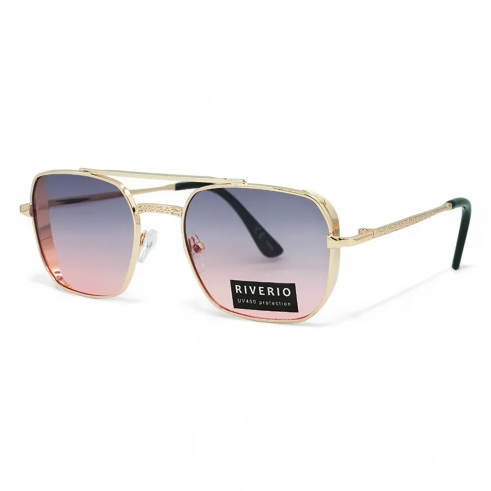 Φωτογραφία προϊόντος: Riverio Unisex Γυαλιά Ηλίου UV400 Τετράγωνα με Χρυσό Μεταλλικό Σκελετό και Μωβ ντεγκραντέ Φακό RV42372
