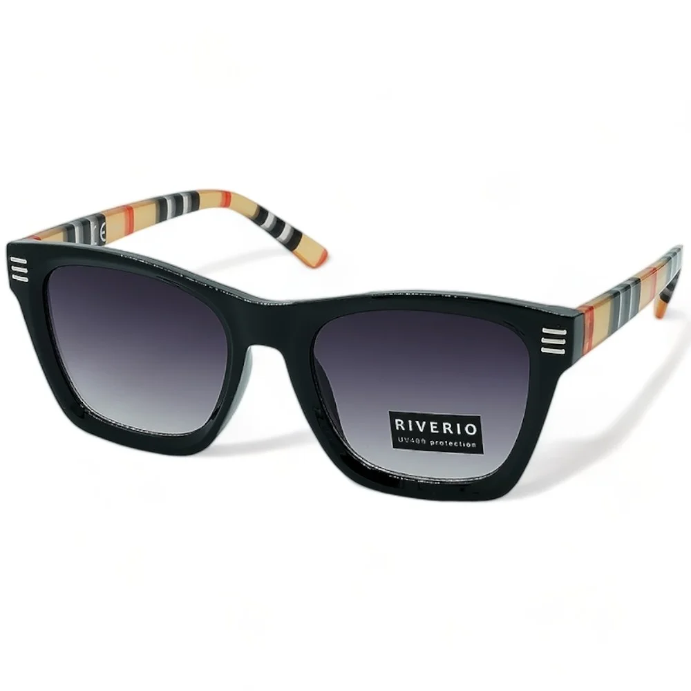 Φωτογραφία προϊόντος: Riverio Unisex Γυαλιά Ηλίου UV400 Τετράγωνα με Καρό Κοκκάλινο Σκελετό και Μαύρο ντεγκραντέ Φακό RV42185