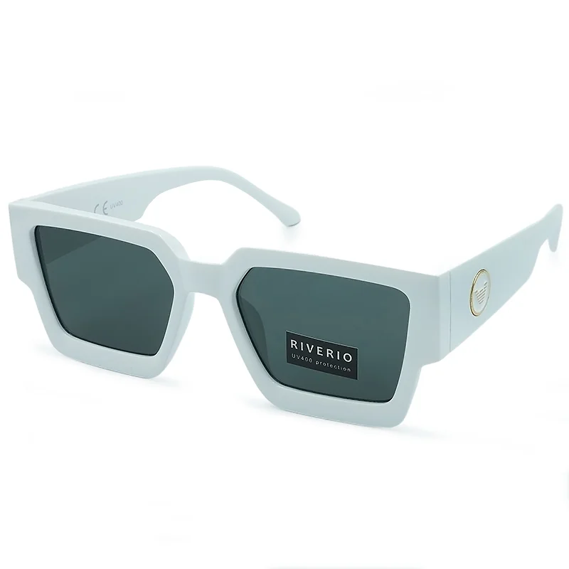 Φωτογραφία προϊόντος: Riverio Unisex Γυαλιά Ηλίου UV400 Τετράγωνα με Λευκό Κοκκάλινο Σκελετό και Μαύρο Φακό RV42114