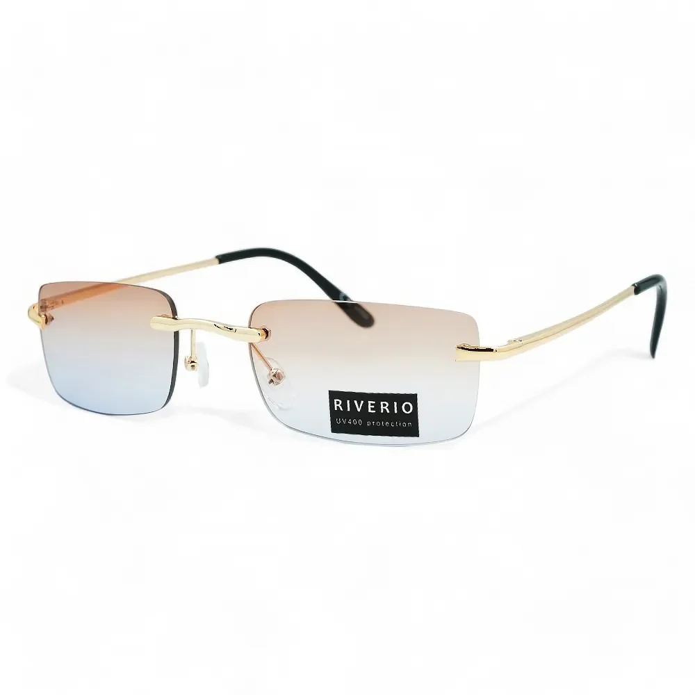 Φωτογραφία προϊόντος: Riverio Unisex Γυαλιά Ηλίου UV400 Παραλληλόγραμμα με Χρυσό Μεταλλικό Σκελετό και Καφέ ντεγκραντέ Φακό RV42323