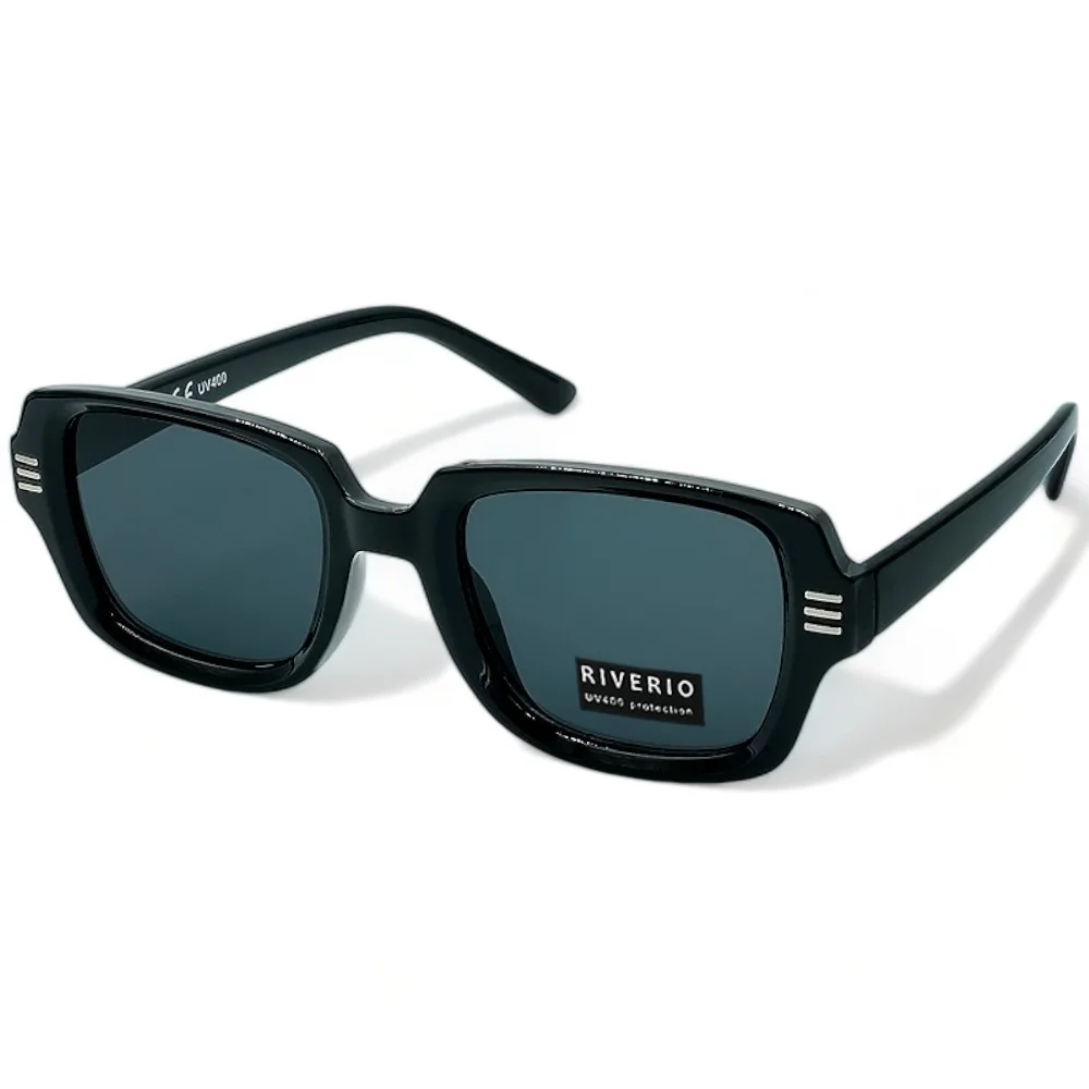 Φωτογραφία προϊόντος: Riverio Unisex Γυαλιά Ηλίου UV400 Τετράγωνα με Μαύρο Κοκκάλινο Σκελετό και Μαύρο Φακό RV42172