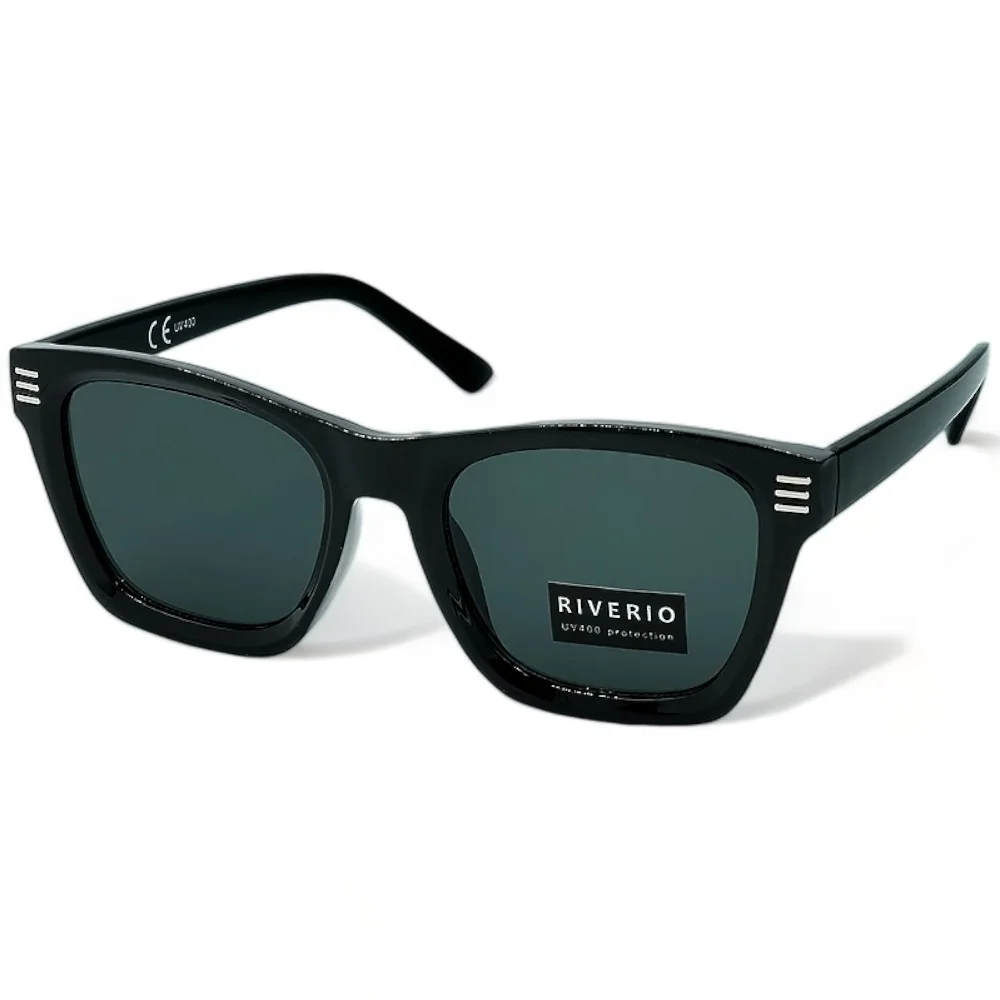 Φωτογραφία προϊόντος: Riverio Unisex Γυαλιά Ηλίου UV400 Τετράγωνα με Μαύρο Κοκκάλινο Σκελετό και Μαύρο Φακό RV42183