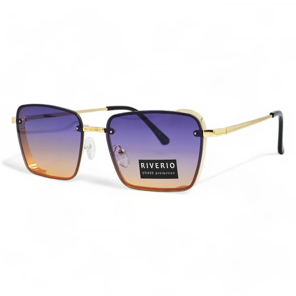 Φωτογραφία προϊόντος: Riverio Unisex Γυαλιά Ηλίου UV400 Τετράγωνα με Χρυσό Μεταλλικό Σκελετό και Μωβ ντεγκραντέ Φακό RV42384