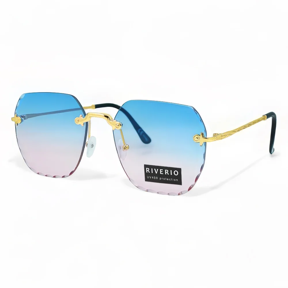 Φωτογραφία προϊόντος: Riverio Unisex Γυαλιά Ηλίου UV400 Τετράγωνο με Χρυσό Μεταλλικό Σκελετό και Μπλε ντεγκραντέ Φακό RV42413