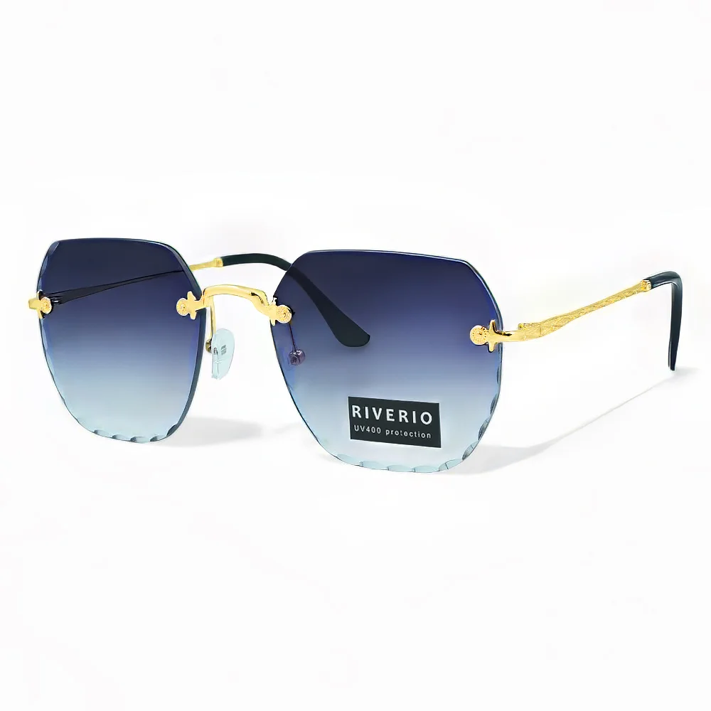 Φωτογραφία προϊόντος: Riverio Unisex Γυαλιά Ηλίου UV400 Τετράγωνο με Χρυσό Μεταλλικό Σκελετό και Μωβ ντεγκραντέ Φακό RV42411