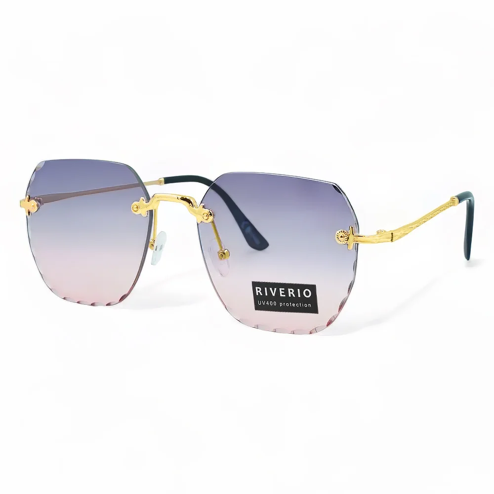 Φωτογραφία προϊόντος: Riverio Unisex Γυαλιά Ηλίου UV400 Τετράγωνο με Χρυσό Μεταλλικό Σκελετό και Μωβ ντεγκραντέ Φακό RV42414