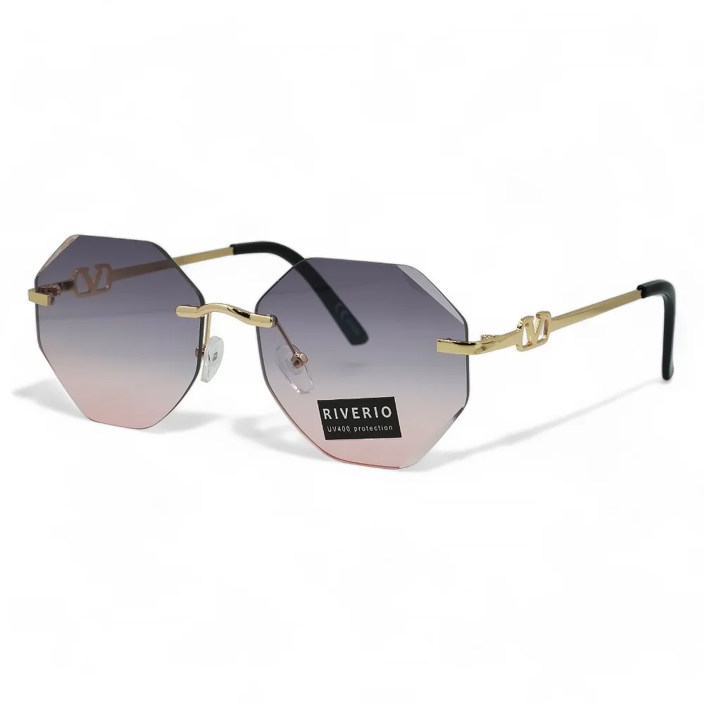 Φωτογραφία προϊόντος: Riverio Unisex Γυαλιά Ηλίου UV400 Πολύγωνο με Χρυσό Μεταλλικό Σκελετό και Μωβ ντεγκραντέ Φακό RV42424