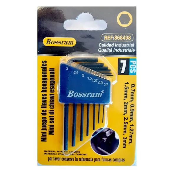 Φωτογραφία προϊόντος: OEM Bossram 868498 Σετ κλειδιά αλλεν μινι 7τμχ 0,7mm - 3mm - Bossram