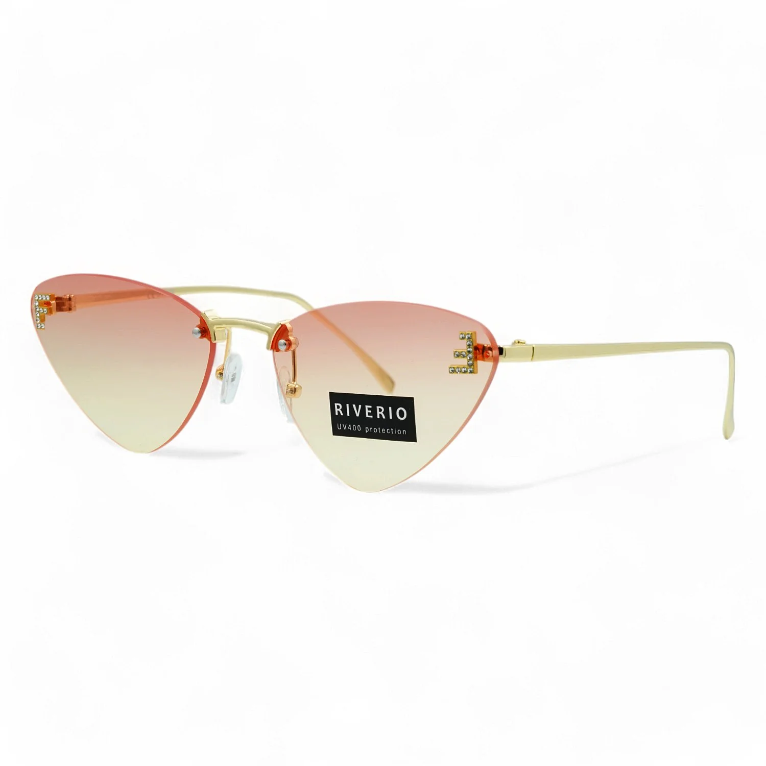 Φωτογραφία προϊόντος: Riverio Γυναικεία Γυαλιά Ηλίου UV400 Μάτι Γάτας με Χρυσό Σκελετό και Σομόν ντεγκραντέ Φακό RVL77606