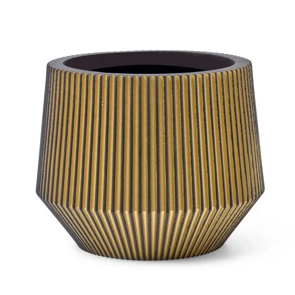 Φωτογραφία προϊόντος: Capi Vase Cylinder Geo Groove 19x16 Black Gold