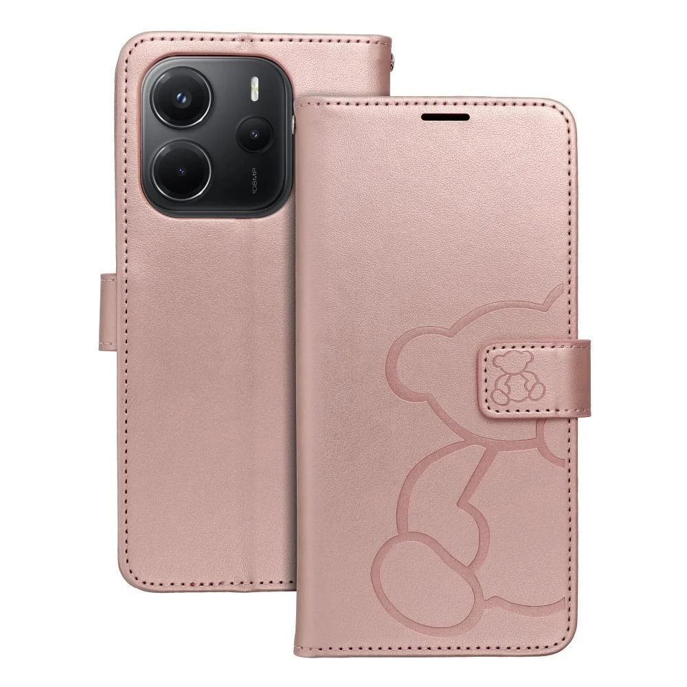 Φωτογραφία προϊόντος: . MEZZO Book case for XIAOMI Redmi Note 14 4G (GLOBAL - 164,84mm x 78,15mm x 8,16mm) teddy bear rose gold 5903396381515