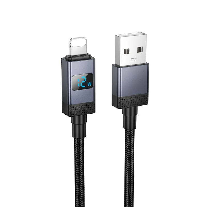 Φωτογραφία προϊόντος: . Cable USB A to Lightning Hoco 2,4A with display 1 m X118 black