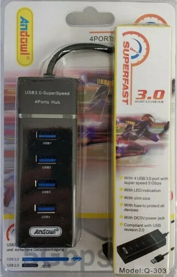 Φωτογραφία προϊόντος: Andowl Hub 4 Θυρών USB 3.0 με σύνδεση USB-A