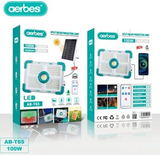 Φωτογραφία προϊόντος: Aerbes Επιτραπέζιο Ηλιακό Φωτιστικό 100W με Φωτοκύτταρο και Τηλεχειριστήριο IP66 18.5x8.5x28εκ. 81015UYU00CL
