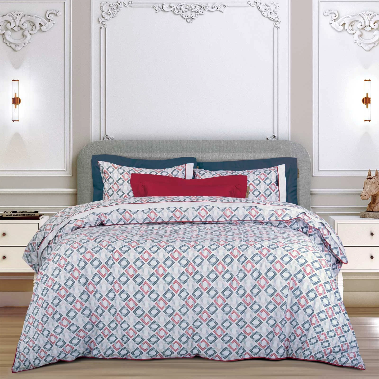Φωτογραφία προϊόντος: Σετ Σεντόνια 260x280 King Size Essential Greenwich Polo Club 2269 Blue-Red Χωρίς Λάστιχο 100% Βαμβακοσατέν