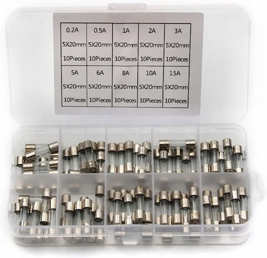 Φωτογραφία προϊόντος: Fuse Set Wta Glass Quick 5x20mm 100 Pieces 0.2a-20a