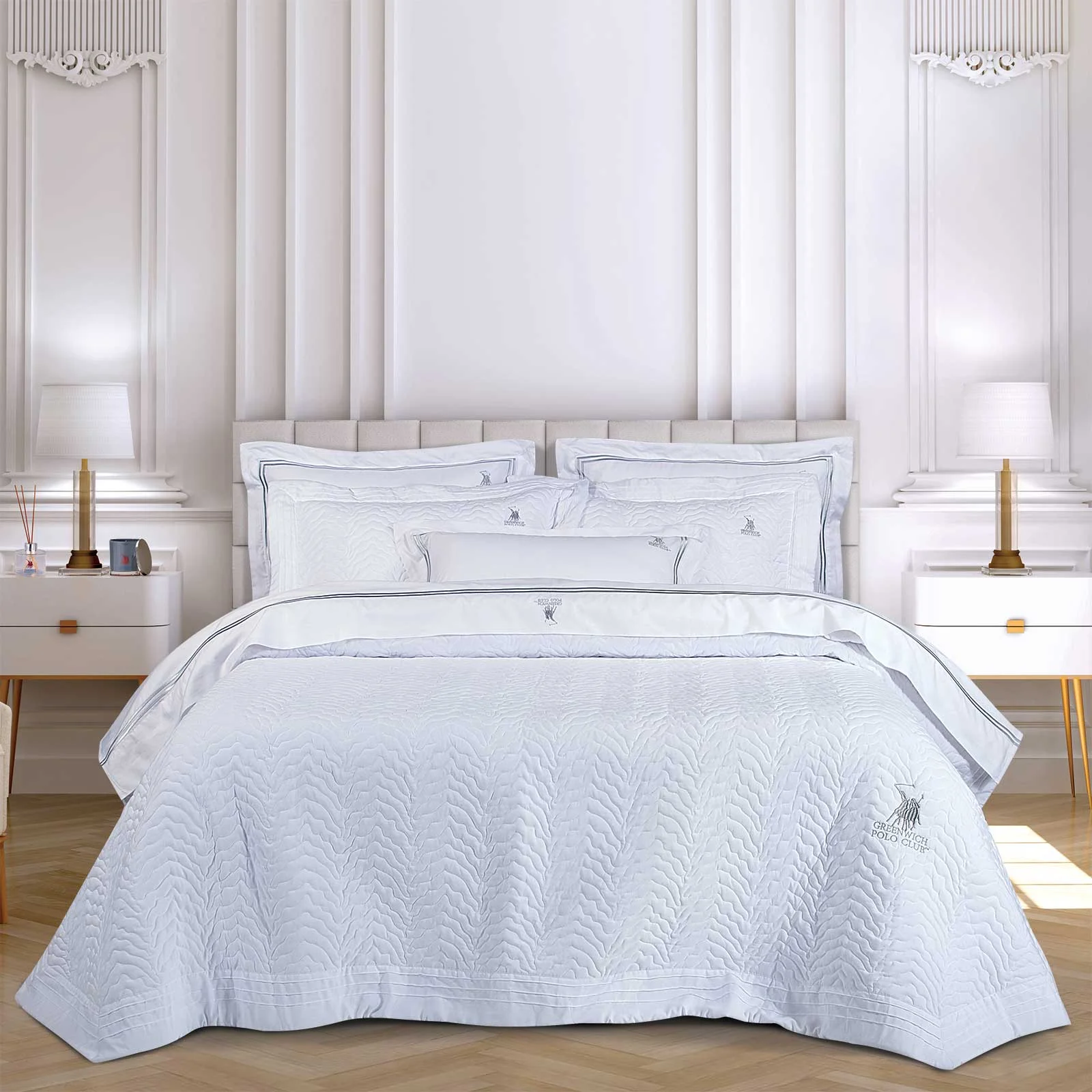 Φωτογραφία προϊόντος: Κουβερλί 240x250 King Size Classic Greenwich Polo Club 2351 White 100% Microfiber