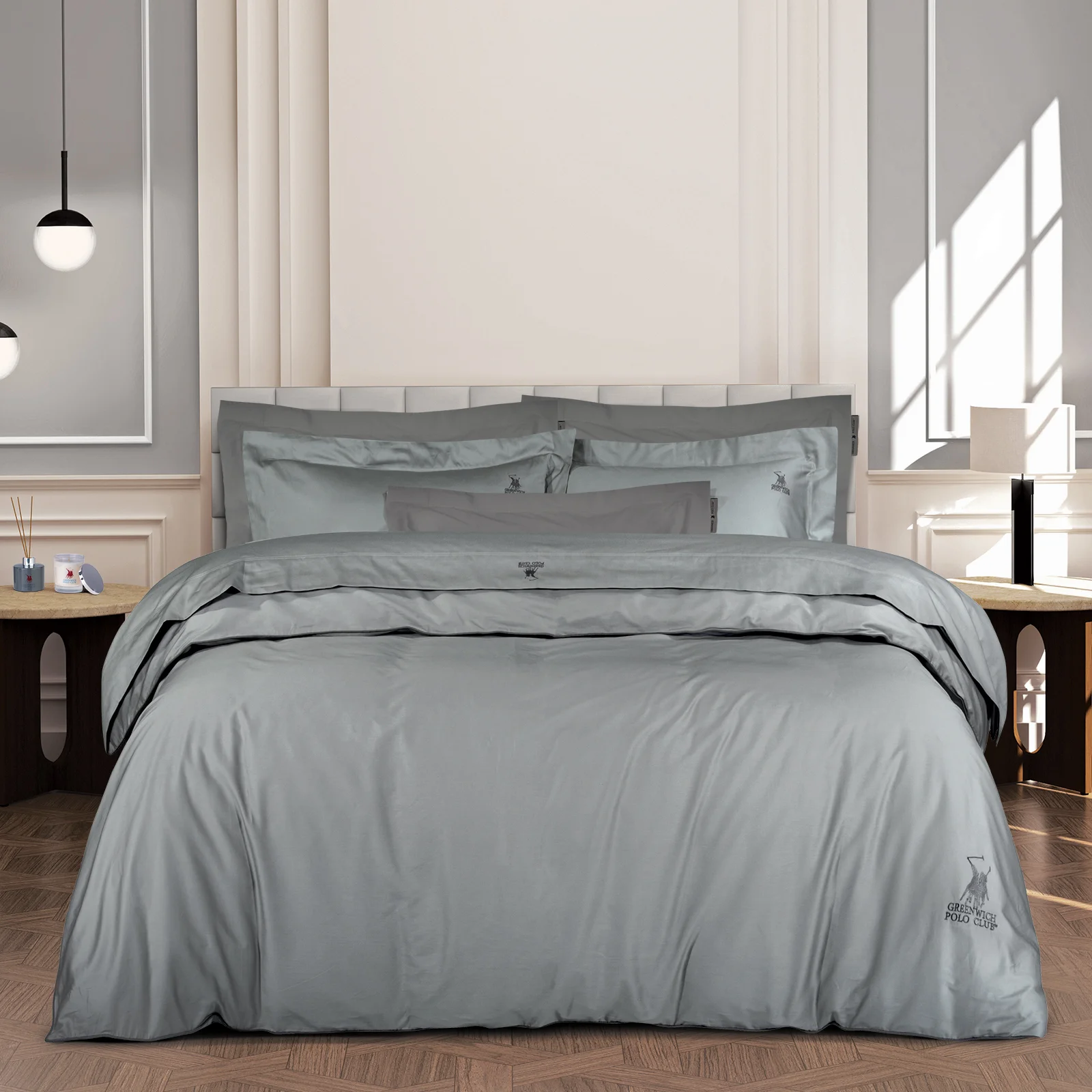 Φωτογραφία προϊόντος: Σετ Σεντόνια 250x270 King Size Classic Greenwich Polo Club 2179 Silver Χωρίς Λάστιχο100% Βαμβακοσατέν