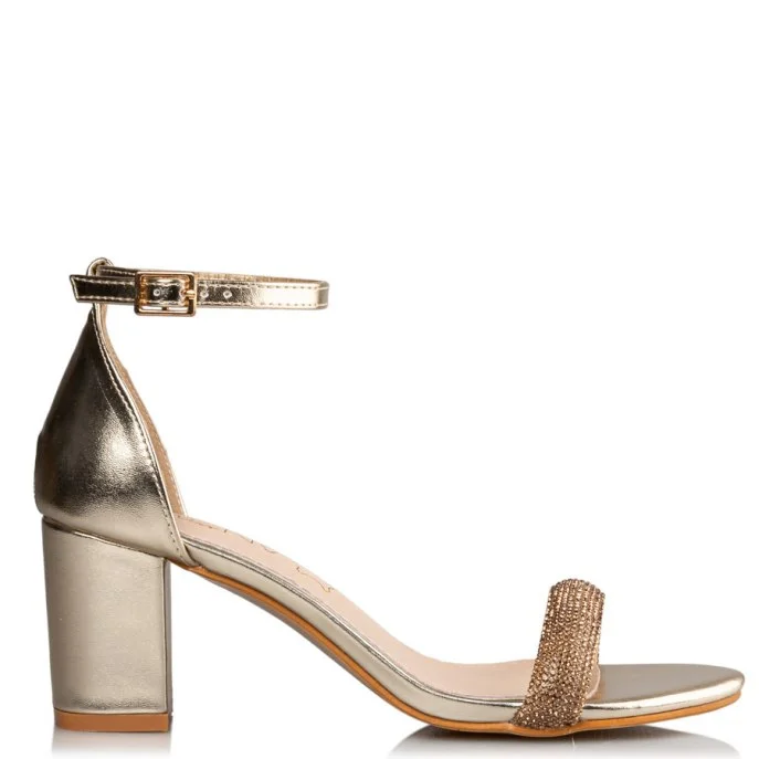 Φωτογραφία προϊόντος: ΓΥΝΑΙΚΕΙΑ ΠΕΔΙΛΑ BLOCK HEEL SANDALS MISS NV ΧΡΥΣΟ