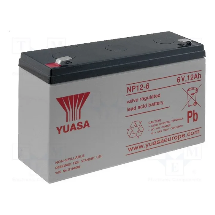 Φωτογραφία προϊόντος: Yuasa NP 12-6 6V 12Ah