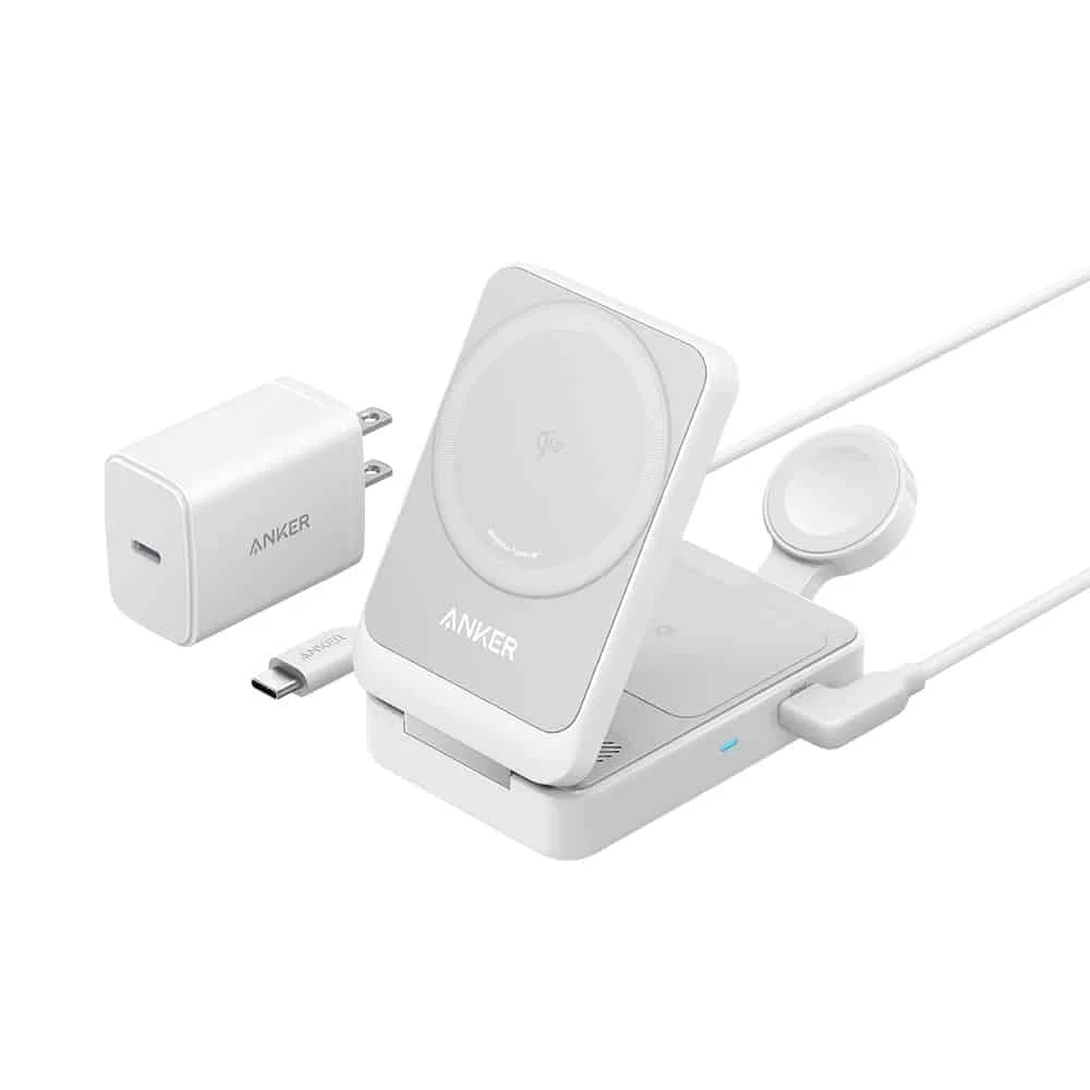 Φωτογραφία προϊόντος: Anker - Power Bank MagGo 3in1 (B2557321) - Qi2, για Apple, 15W, με Φορτιστή USB-C και Καλώδιο Τύπου-C - Λευκό