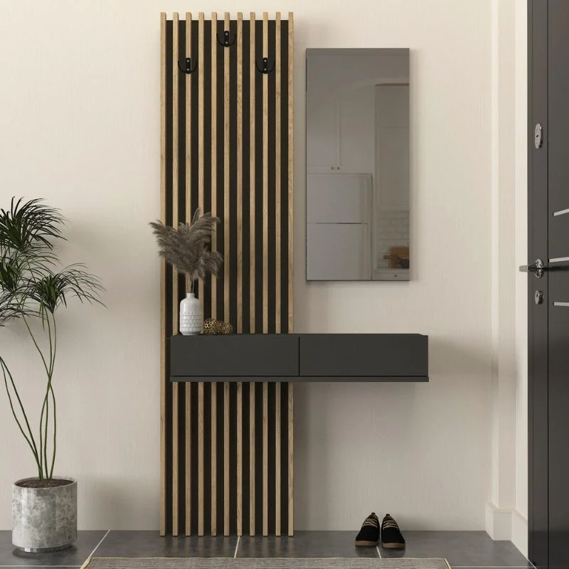 Φωτογραφία προϊόντος: Έπιπλο εισόδου Elois Megapap χρώμα ανθρακί - sepet oak 96,6x26,8x195,5εκ.