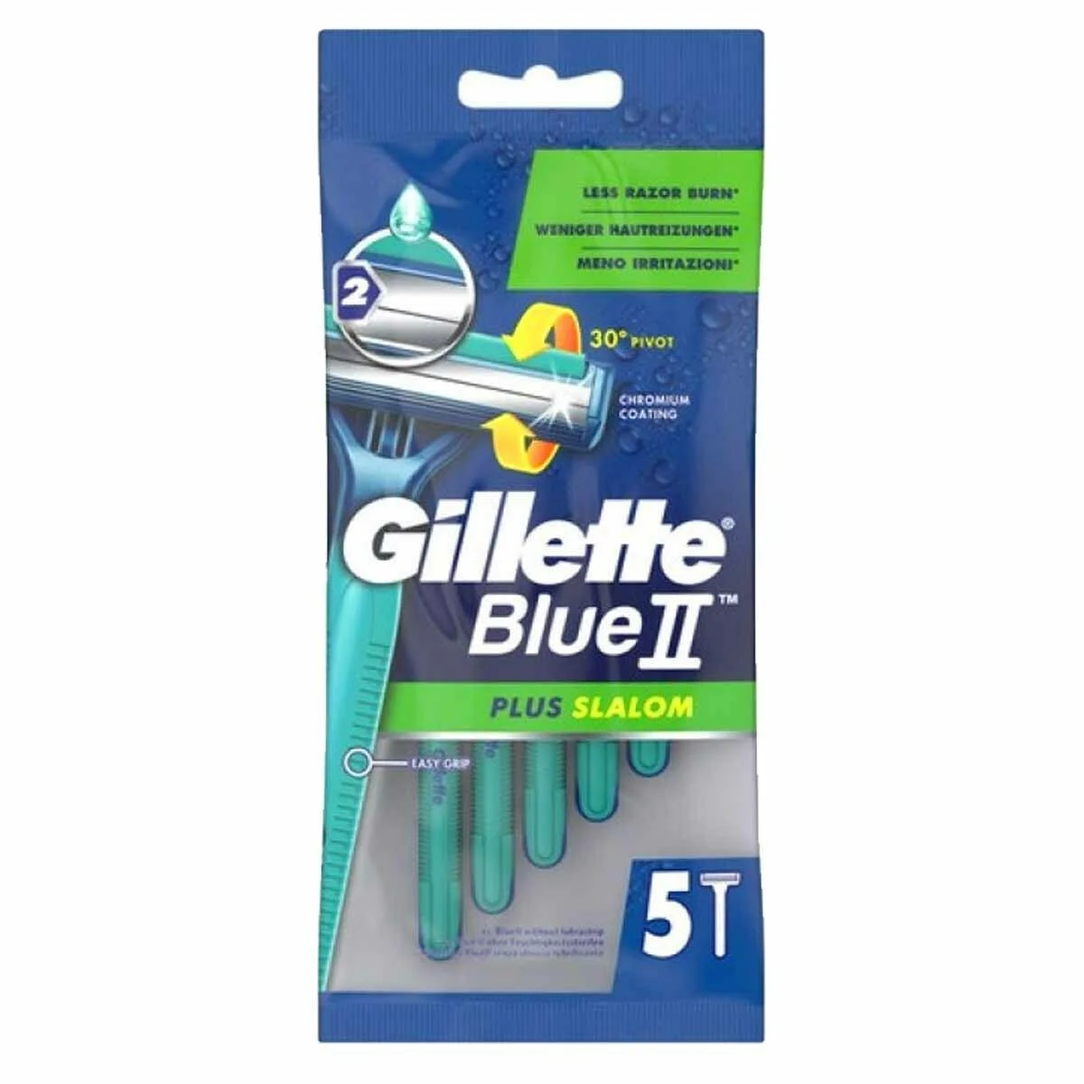 Φωτογραφία προϊόντος: Gillette Ξυραφάκια μιας Χρήσης με 2 Λεπίδες και Λιπαντική Ταινία Blue II Slalom Plus 5τμχ
