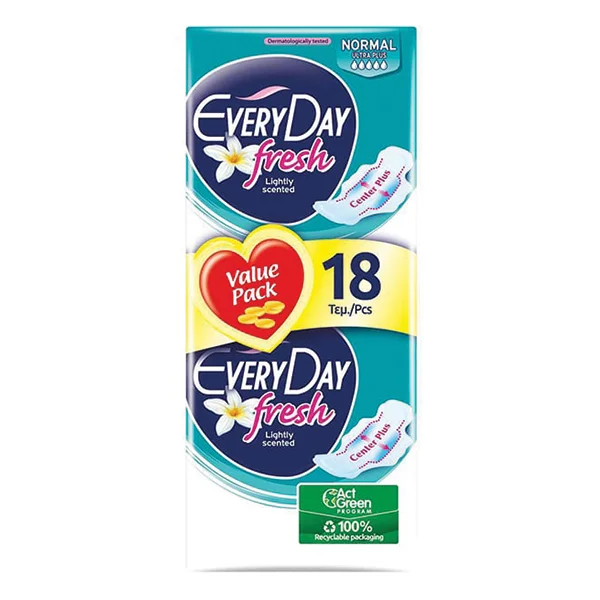 Φωτογραφία προϊόντος: Everyday Sensitive Fresh Normal Ultra Plus Σερβιέτες Κανονικού Μήκους Με Φτερά 18τμχ