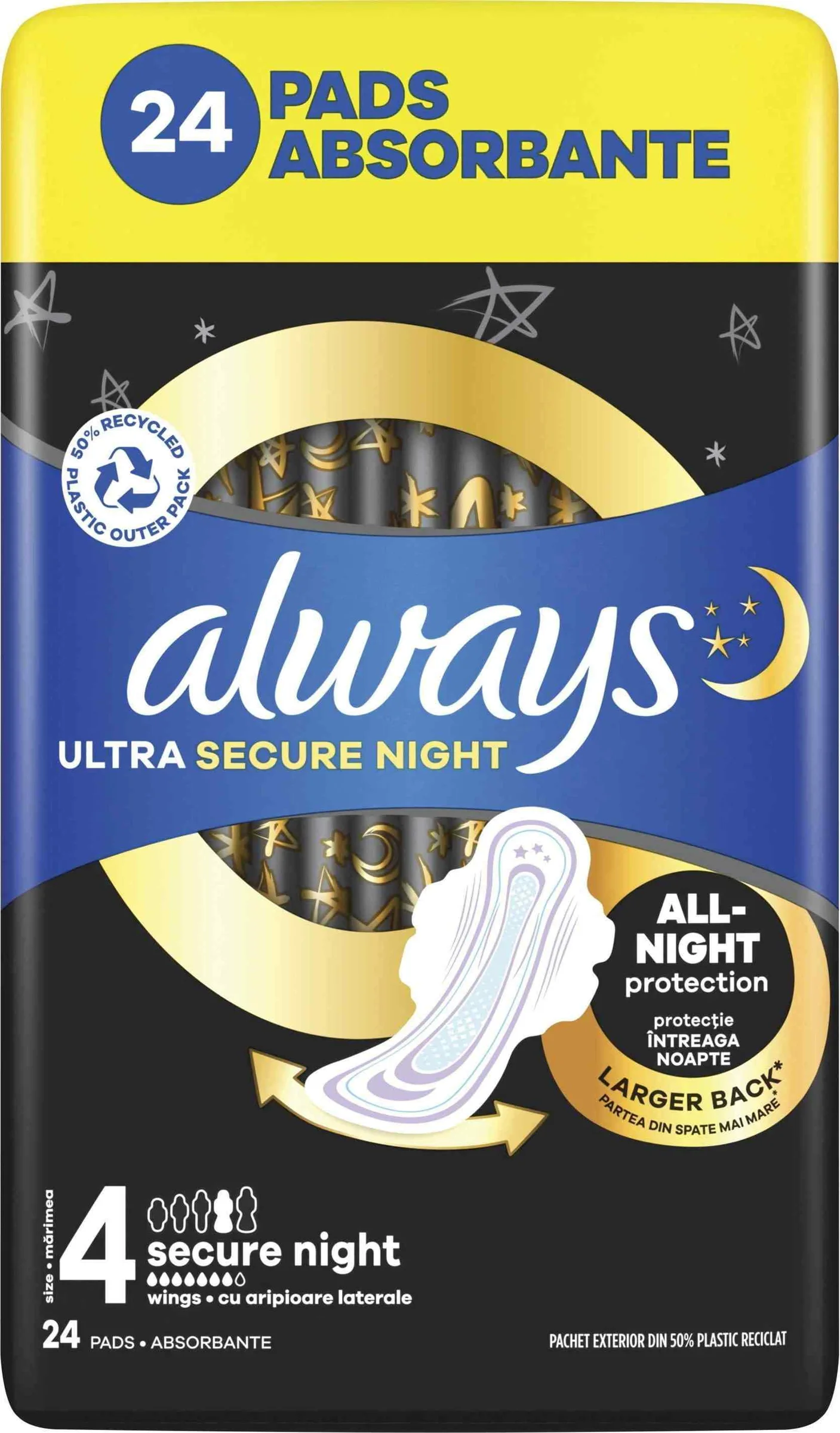 Φωτογραφία προϊόντος: Always Σερβιέτες Ultra Secure Night Σερβιέτες Size 4 - 24τμχ