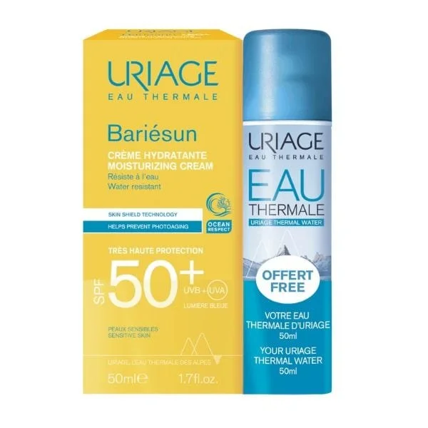 Φωτογραφία προϊόντος: Uriage Bariesun SPF50+ Moisturizing Cream Αντηλιακή Κρέμα Προσώπου 50 ml + Δώρο Uriage Eau Thermale Water 50 ml