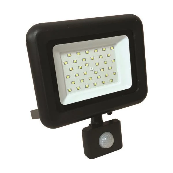 Φωτογραφία προϊόντος: ΠΡΟΒΟΛΕΑΣ LED 30W SMD με Περιστρεφόμενο Ανιχνευτής Κίνησης, Μαύρος, IP44, 6500K