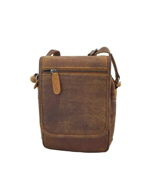 Φωτογραφία προϊόντος: MYBAG Ανδρική δερμάτινη τσάντα χιαστί GREENWOOD 196606 BROWN ΤΑΜΠΑ