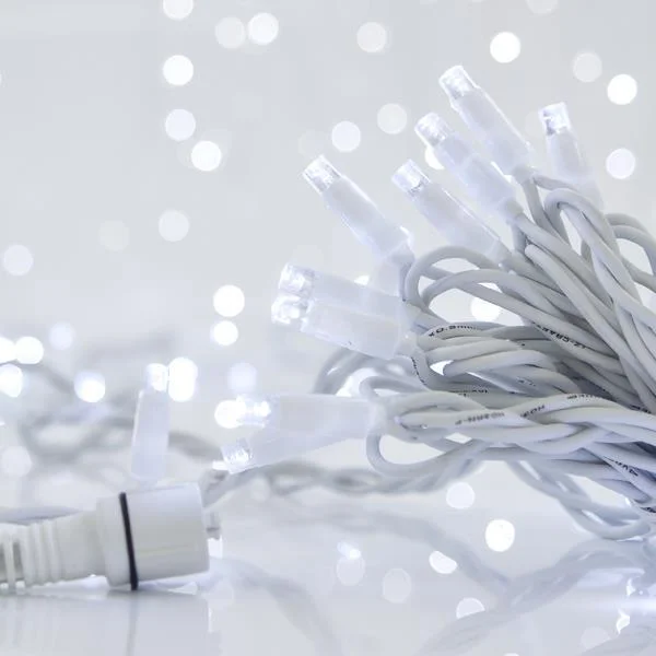Φωτογραφία προϊόντος: ΣΕΙΡΑ, 100 LED 5MM, 230V – επέκταση έως 9 προέκταση παροχής, λευκός Καλωδίωση