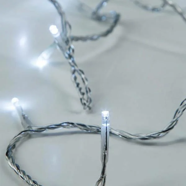 Φωτογραφία προϊόντος: Eurolamp 50 Λαμπάκια LED Λευκά 5mm , Σειρά, Διαφανές Καλώδιο Μπαταρίας (600-11207)