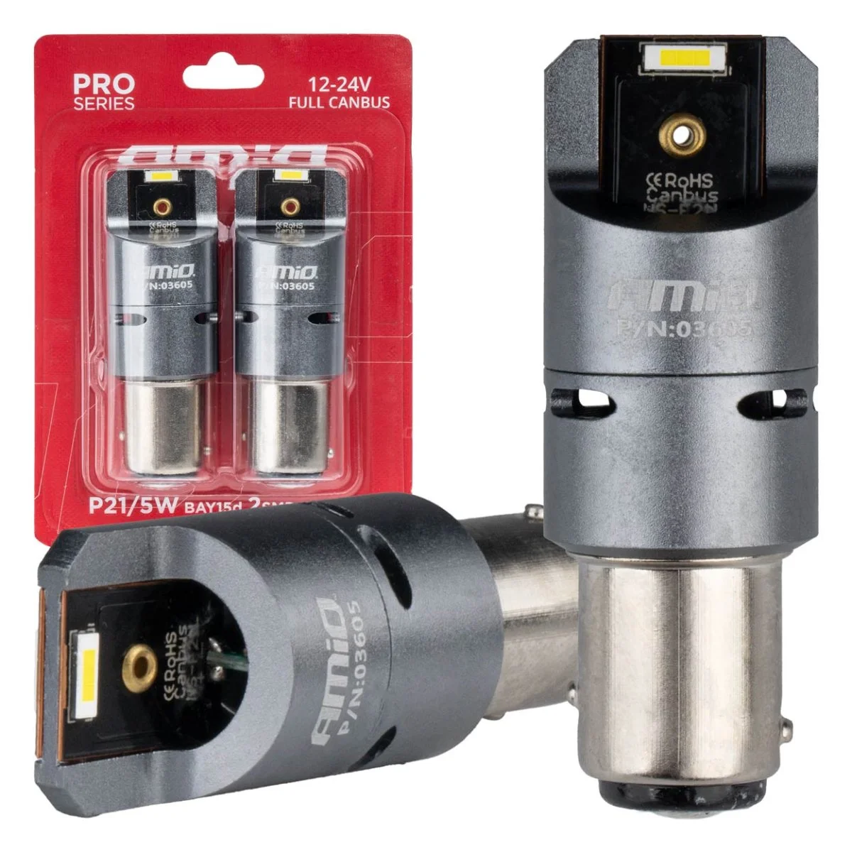 Φωτογραφία προϊόντος: AMIO P21/5W BAY15s 12/24V 6.000K 2xSMD LED(ΜΕ ΑΝΕΜΙΣΤΗΡΑΚΙ) FULL CAN-BUS ΛΕΥΚΟ PRO SERIES AMIO - 2 Τεμ. 03605/AM