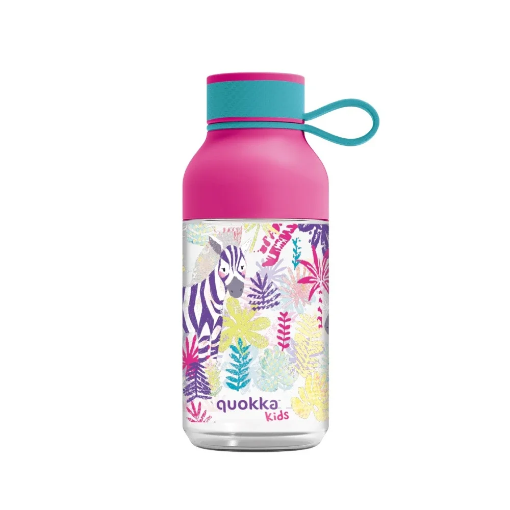 Φωτογραφία προϊόντος: Quokka Ice Kids Zebras Παιδικό Παγούρι Πλαστικό Pink 430ml | Χωρίς BPA + Ανθεκτικό
