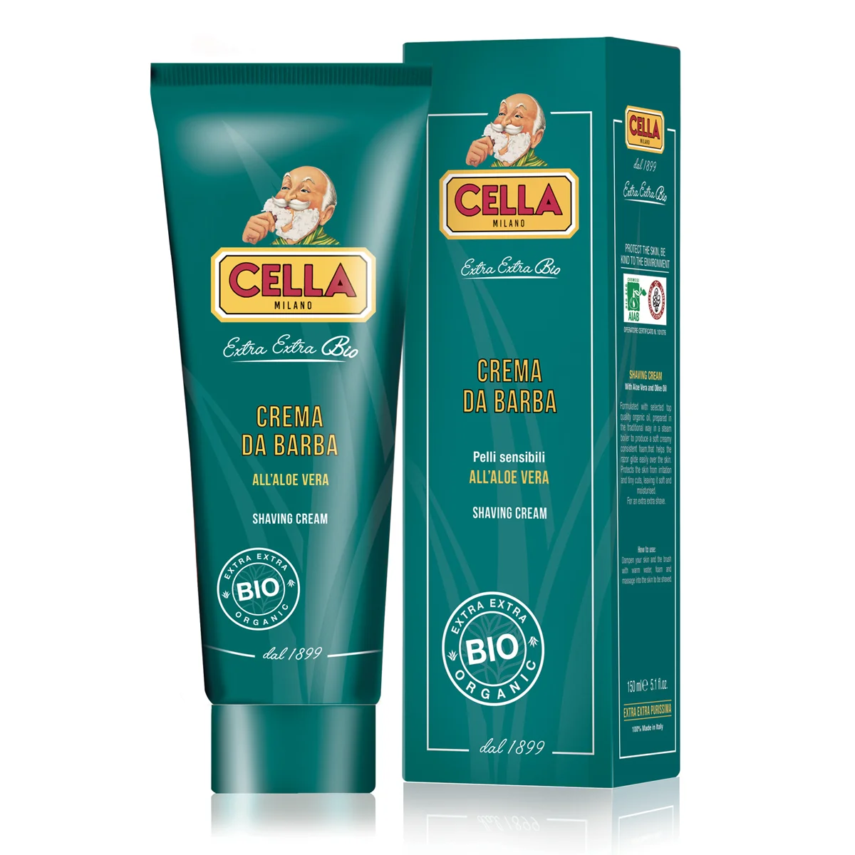 Φωτογραφία προϊόντος: Cella Milano shaving cream tube bio/organic with aloe vera (sensitive skin) 150ml