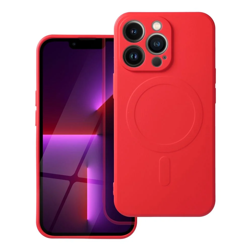 Φωτογραφία προϊόντος: . SILICONE MAG COVER (big hole) case compatible with MagSafe for IPHONE 17 Pro red