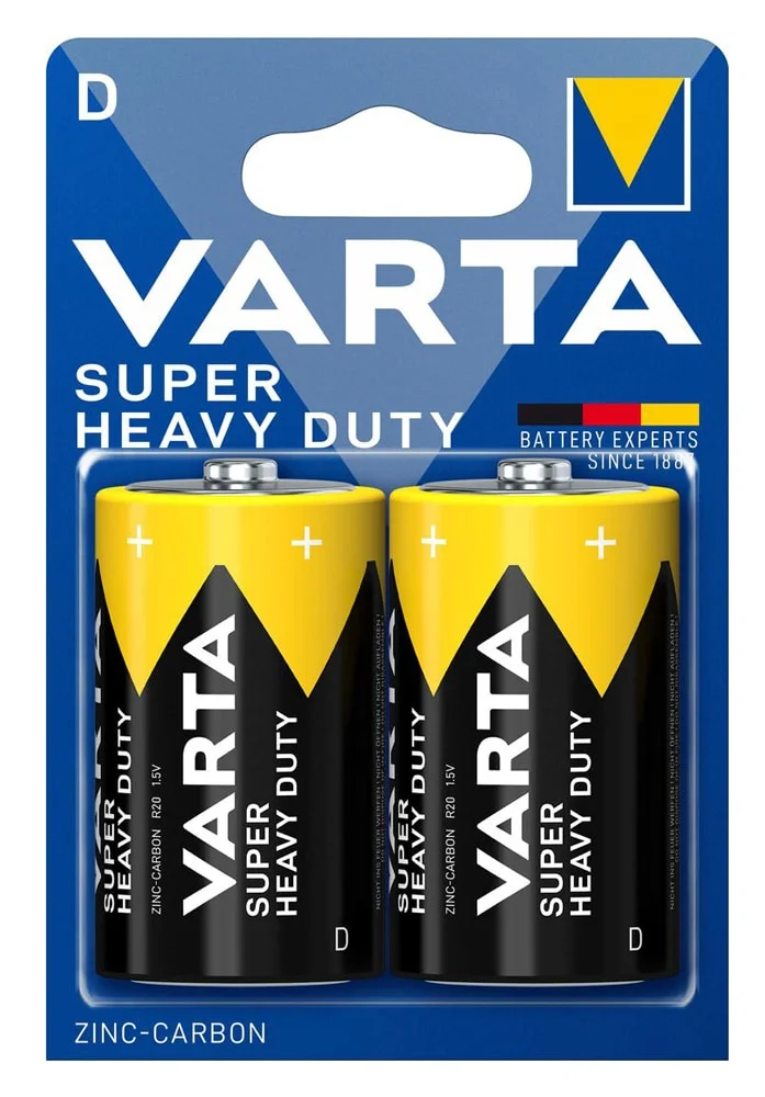 Φωτογραφία προϊόντος: VARTA μπαταρίες Zinc Carbon Super Heavy Duty, D/R20P, 1.5V, 2τμχ
