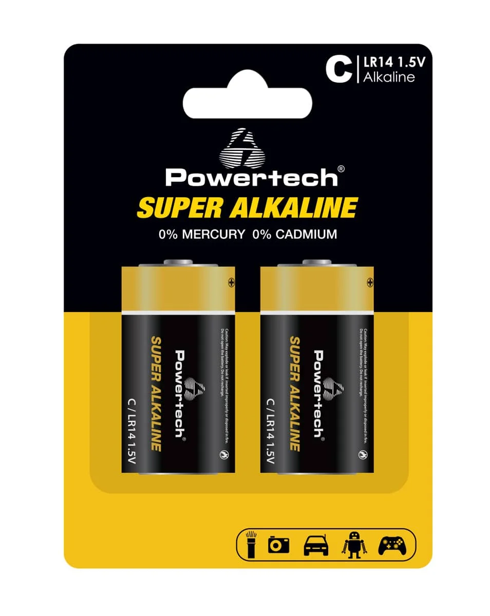 Φωτογραφία προϊόντος: POWERTECH αλκαλικές μπαταρίες Super Alkaline PT-1216, LR14, 1.5V, 2τμχ