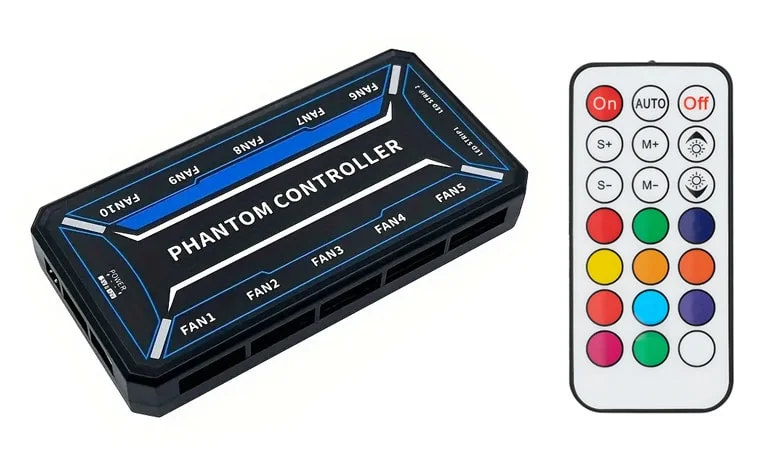 Φωτογραφία προϊόντος: POWERTECH RGB fan controller PCF01-5C με ασύρματο χειριστήριο, 10 connectors