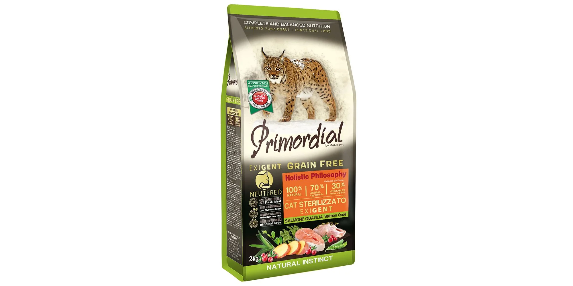 Φωτογραφία προϊόντος: Primordial Cat Neutered Exigent Salmon + Quail 2kg