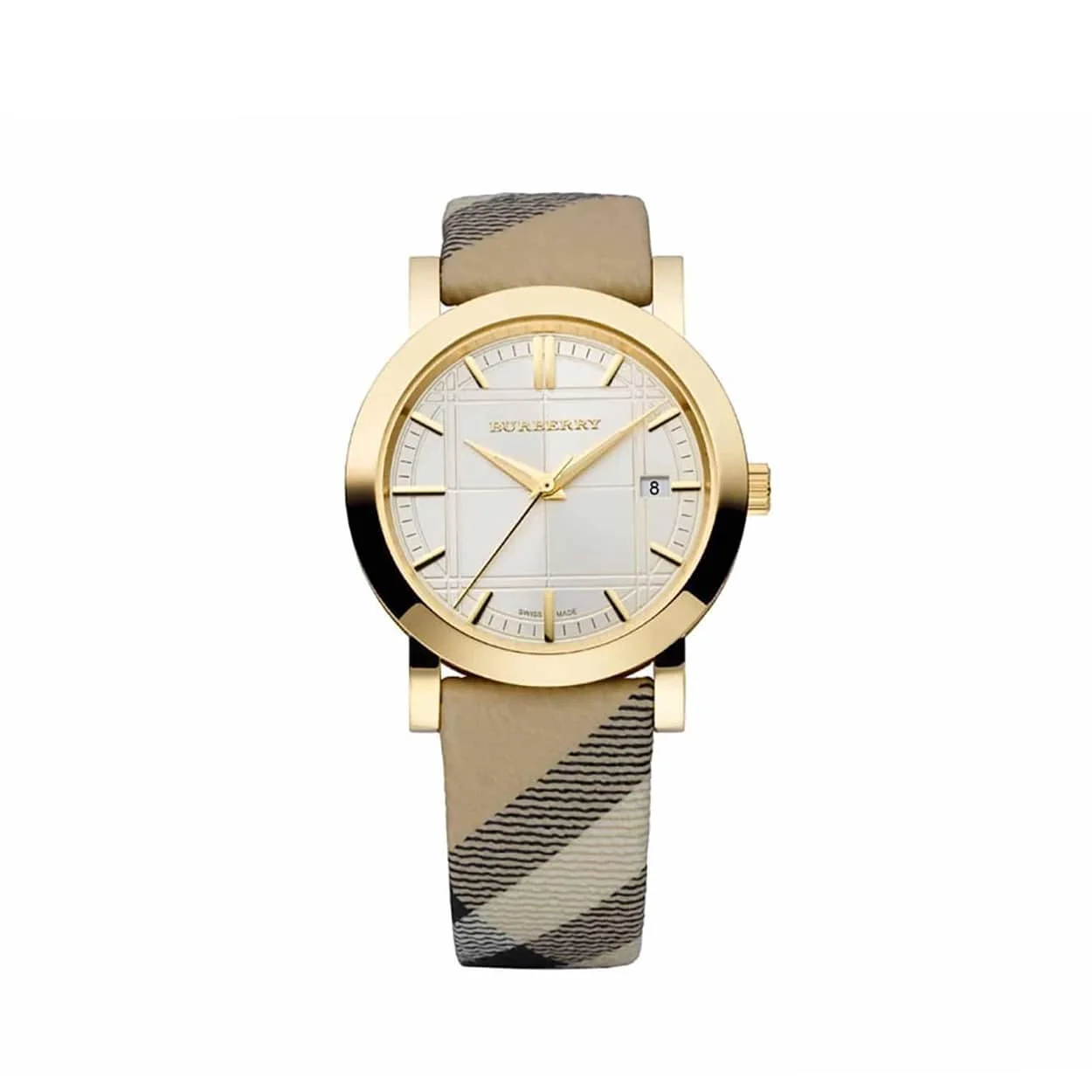 Φωτογραφία προϊόντος: Burberry Lady Gold Case Silver Dial Coffee Leather