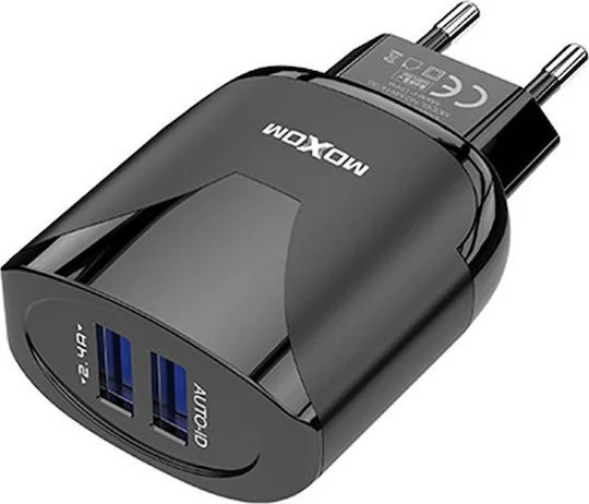 Φωτογραφία προϊόντος: Moxom micro USB Cable + 2x USB-A Wall Adapter Μαύρο (MX-HC30)