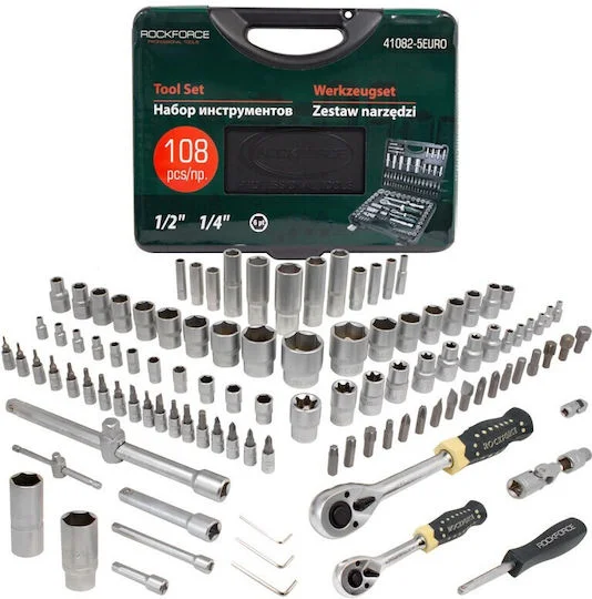 Φωτογραφία προϊόντος: SOCKET SET 108 PIECES 1/4" AND 1/2" ROCKFORCE