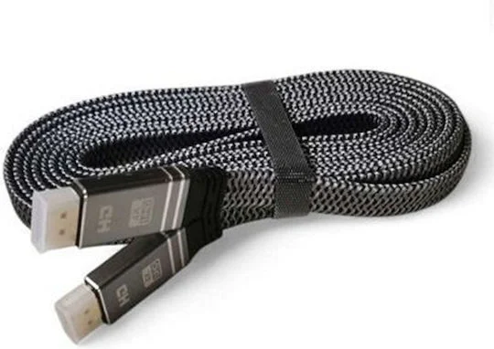 Φωτογραφία προϊόντος: HDMI 2.0 Premium High Speed 4K 60Hz HDR Braided / Flat Cable HDMI male - HDMI male 10m Μαύρο