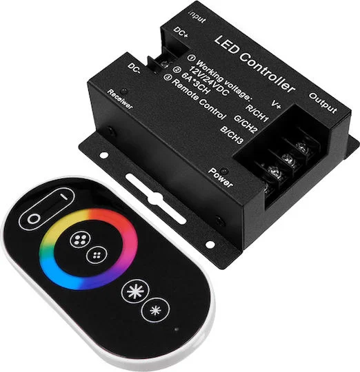 Φωτογραφία προϊόντος: ΑΣΥΡΜΑΤΟ LED RGB Controller με Χειριστήριο Αφής 2.4G RF 12V-24VDC 73406