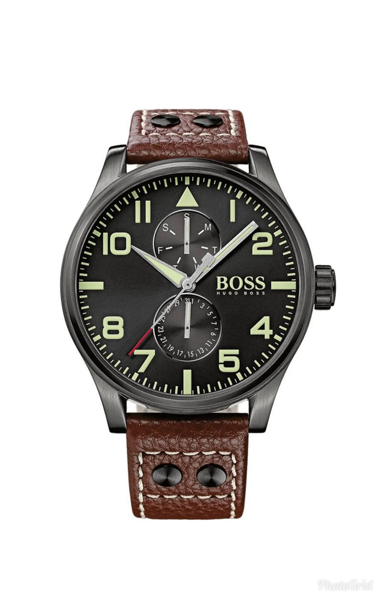 Φωτογραφία προϊόντος: BOSS Aeroliner Multifunction Brown Leather Strap 1513079