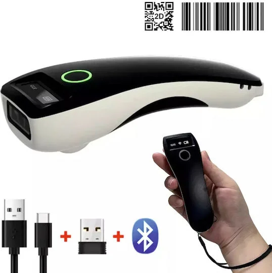 Φωτογραφία προϊόντος: C70 HOLYHAH 1D/2D 3-in-1 Bluetooth + 2.4GHz Wireless + USB Pocket CMOS Barcode Scanner Μαύρο-Λευκό
